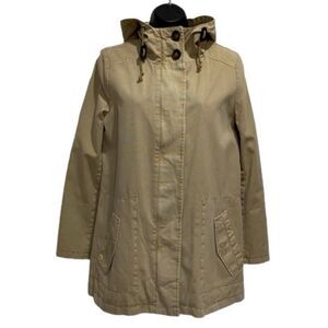 Vintage GH Bass & Co Cotton Hooded Barn Chore Jacket Zip Button Closure USA Sz S